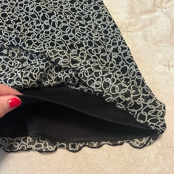 Vintage Talbots Womens Silk Skirt Side Zip Midi Black Ivory Size 20 Geometric - Picture 10 of 14